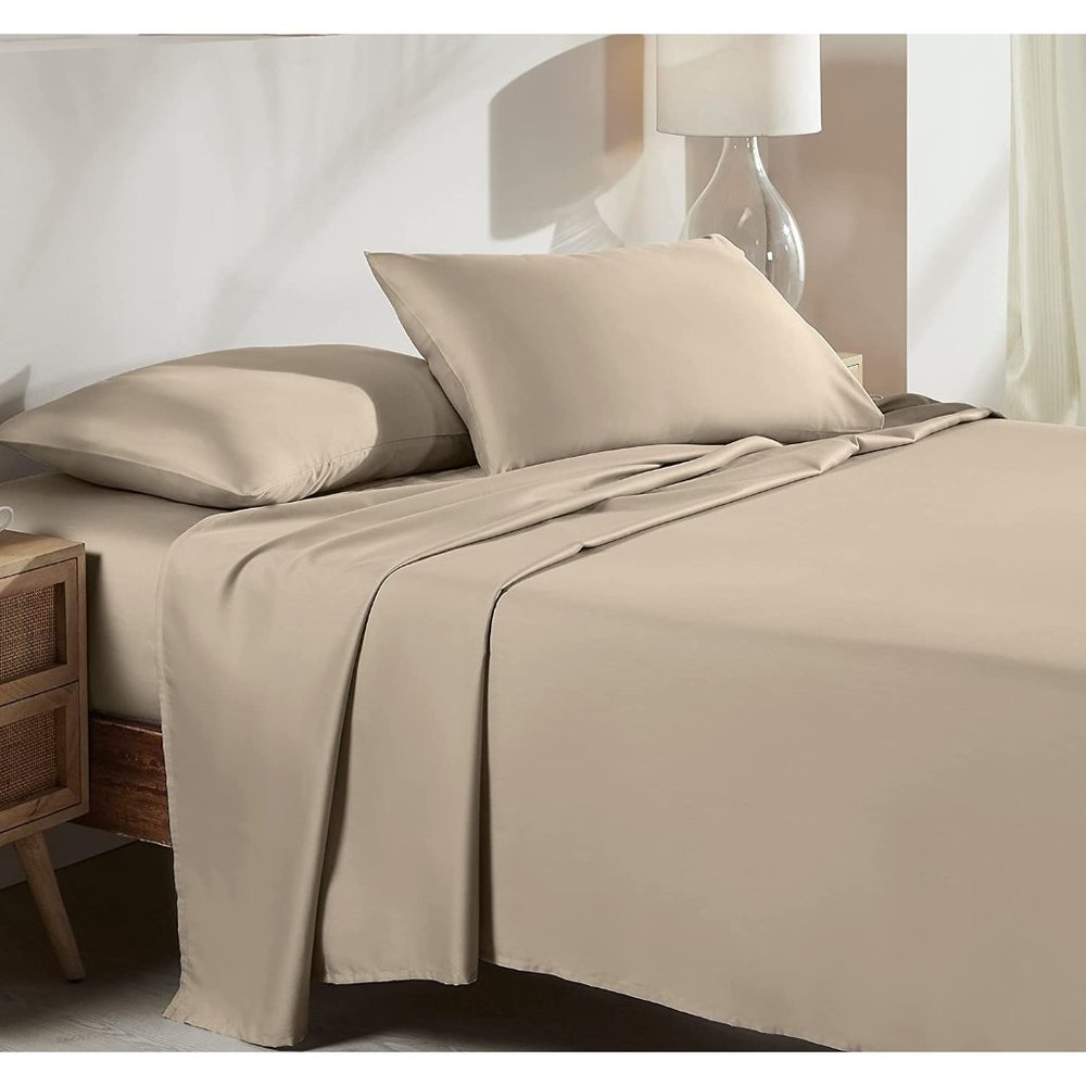 Soft Cooling Sheets 100% Cotton  with Deep Pockets, 3 Piece Bedding Set